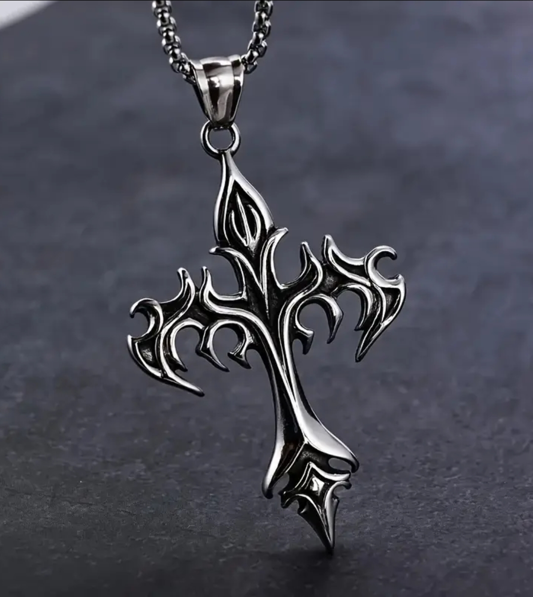 Retro Flaming Cross Necklace