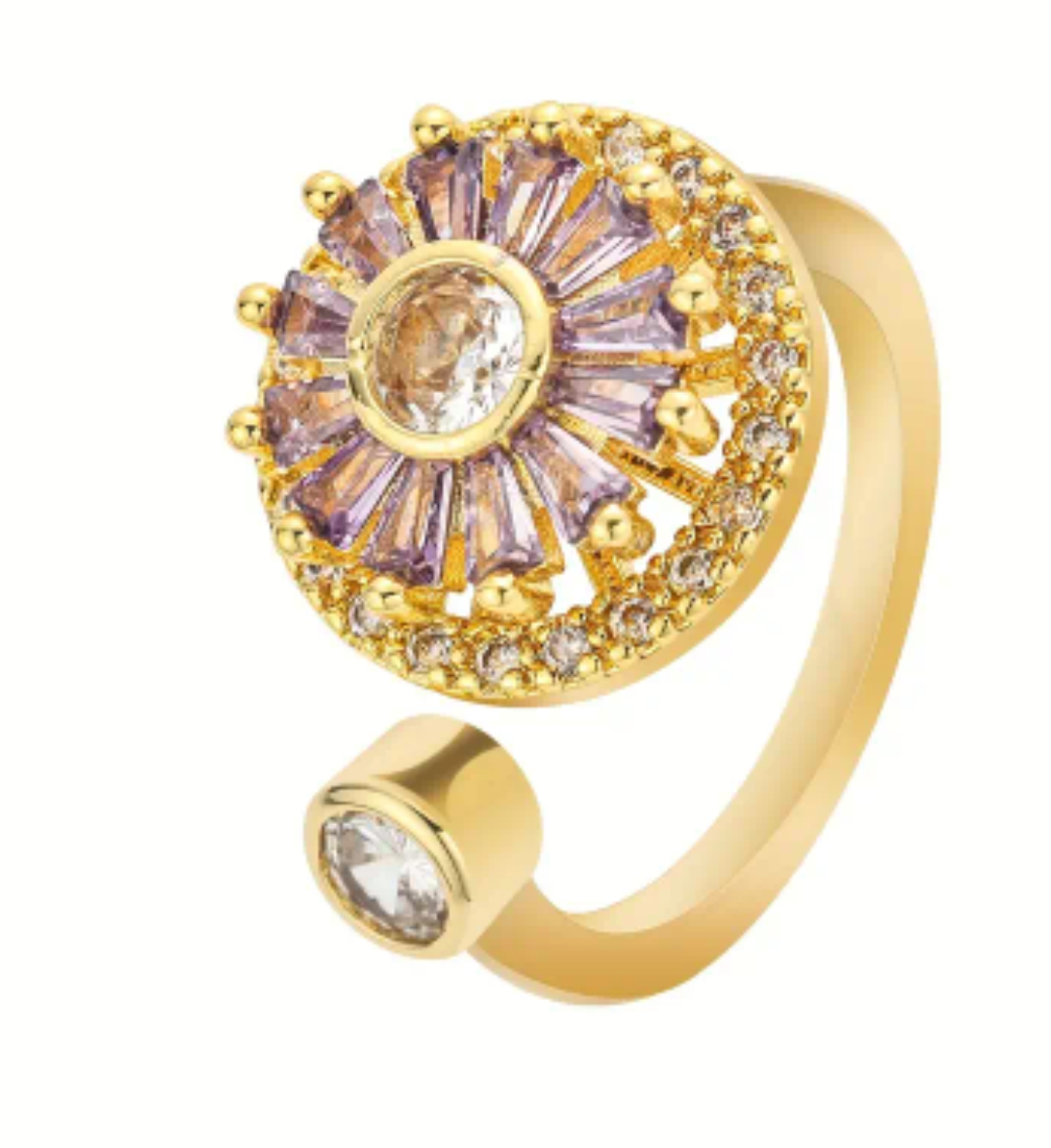 Zirconia Adjustable Rotating  Anxiety Ring