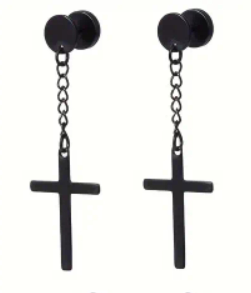 Steel cross earrings