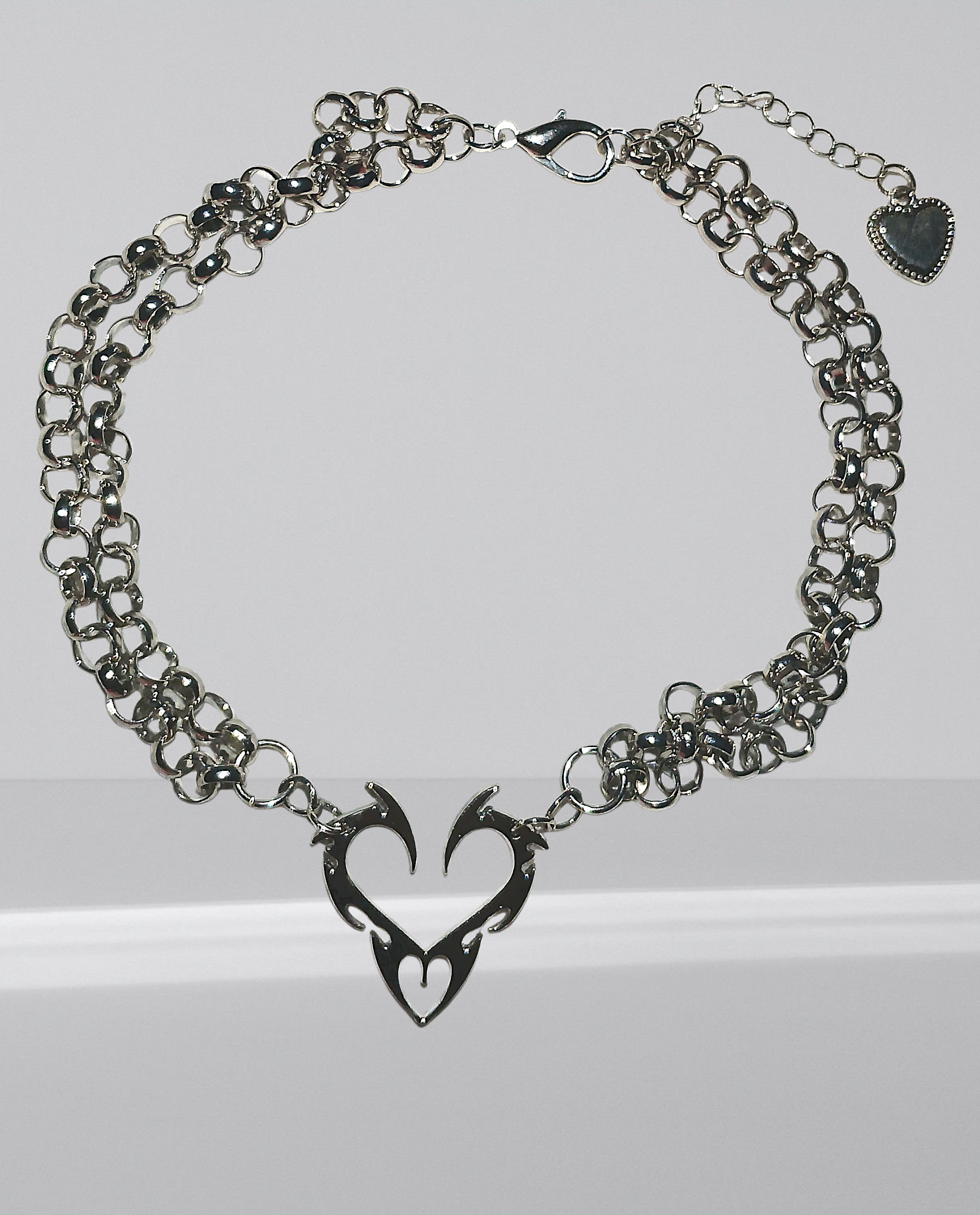 Chained Flaming Heart Necklace