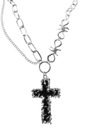 Black Diamond Barbed Cross Necklace