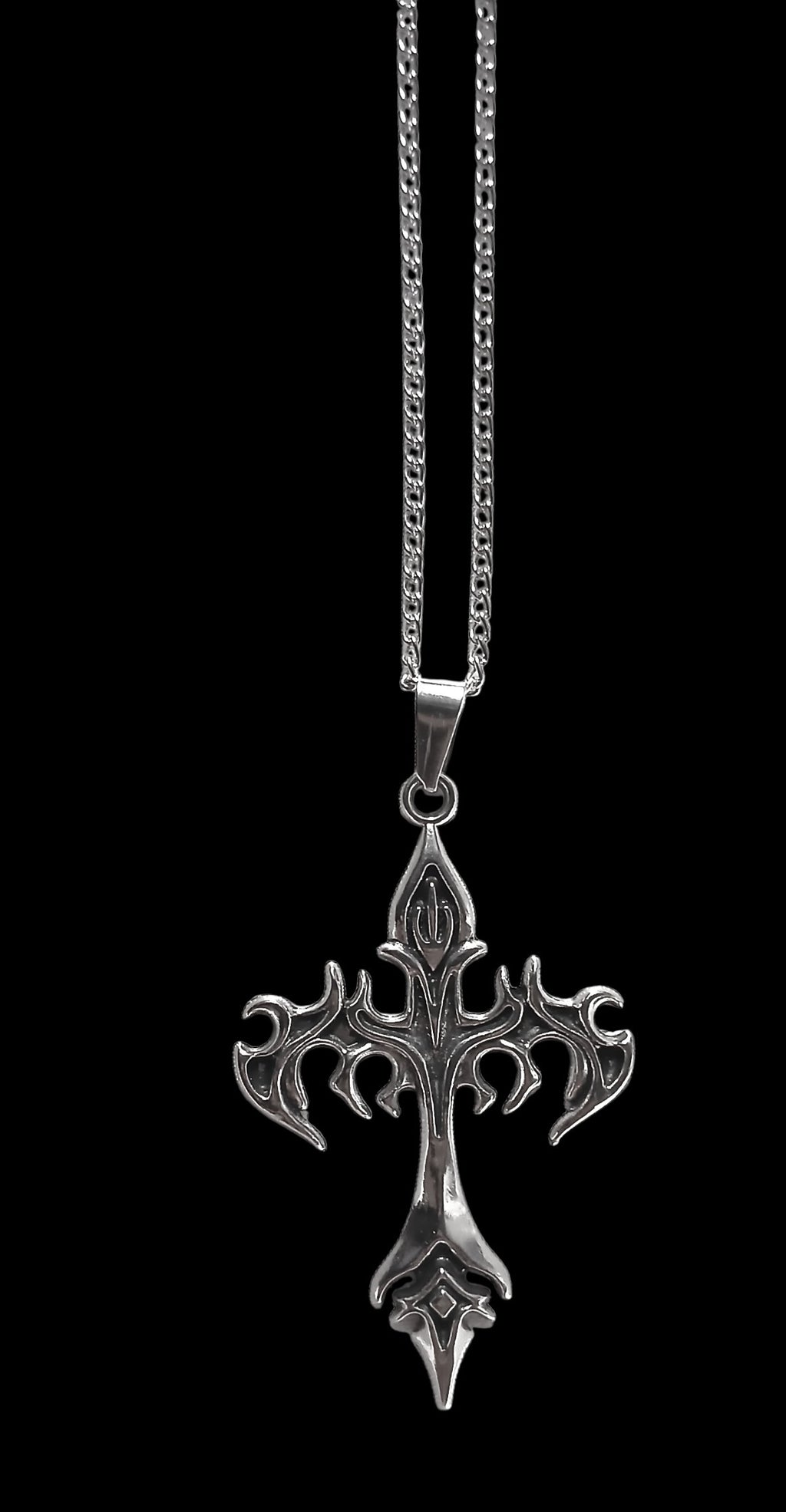 Retro Flaming Cross Necklace