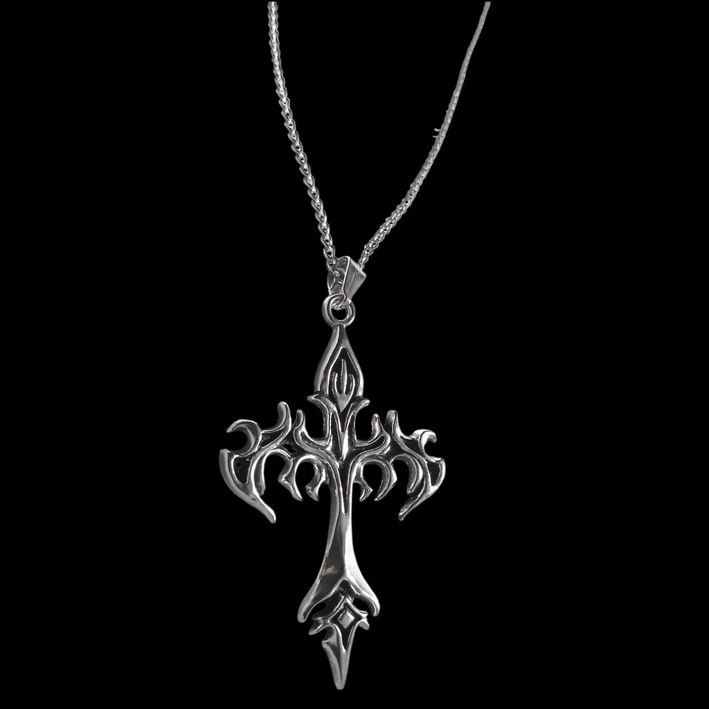 Retro Flaming Cross Necklace