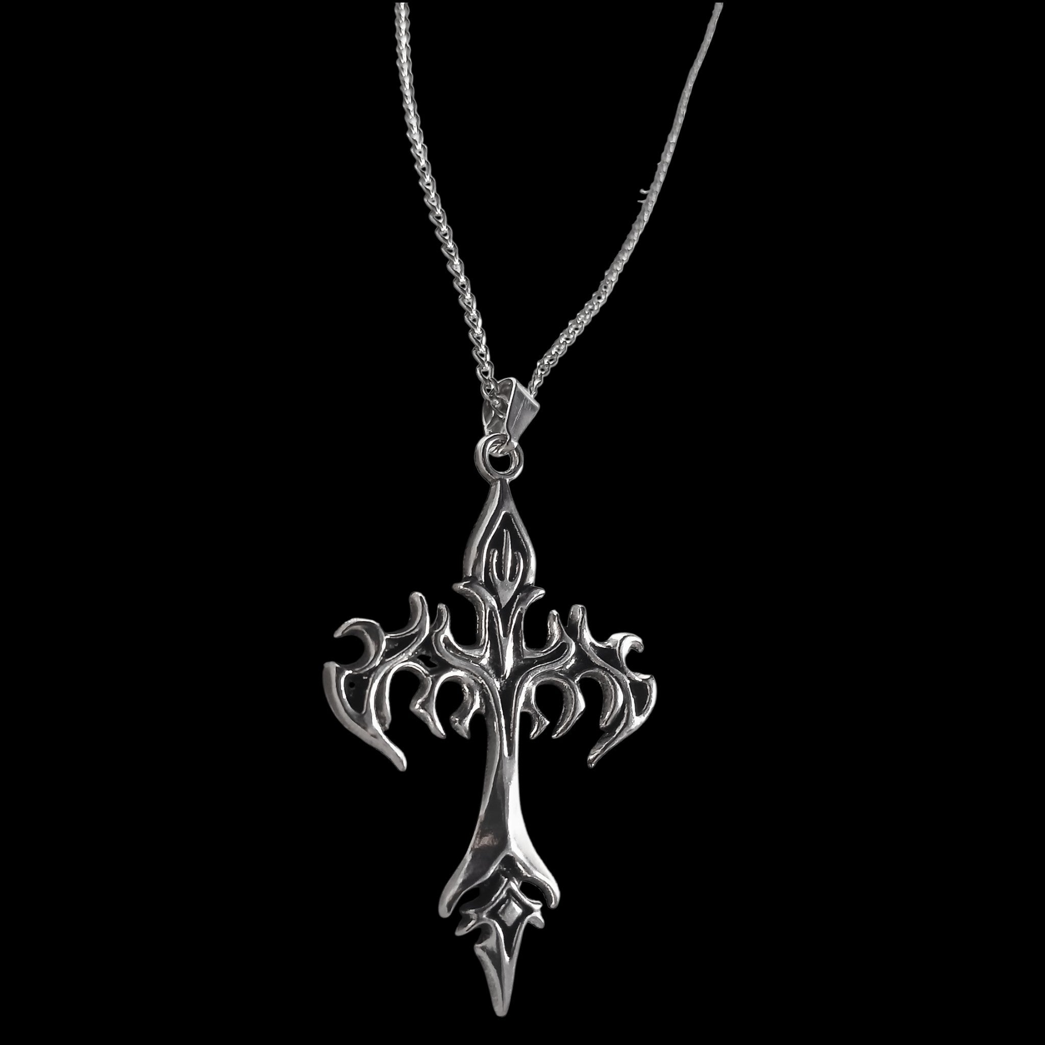Retro Flaming Cross Necklace