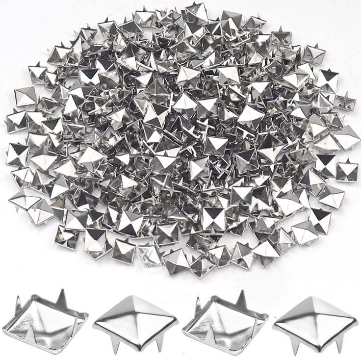 40/120 Pcs Silver Square Rivet Studs