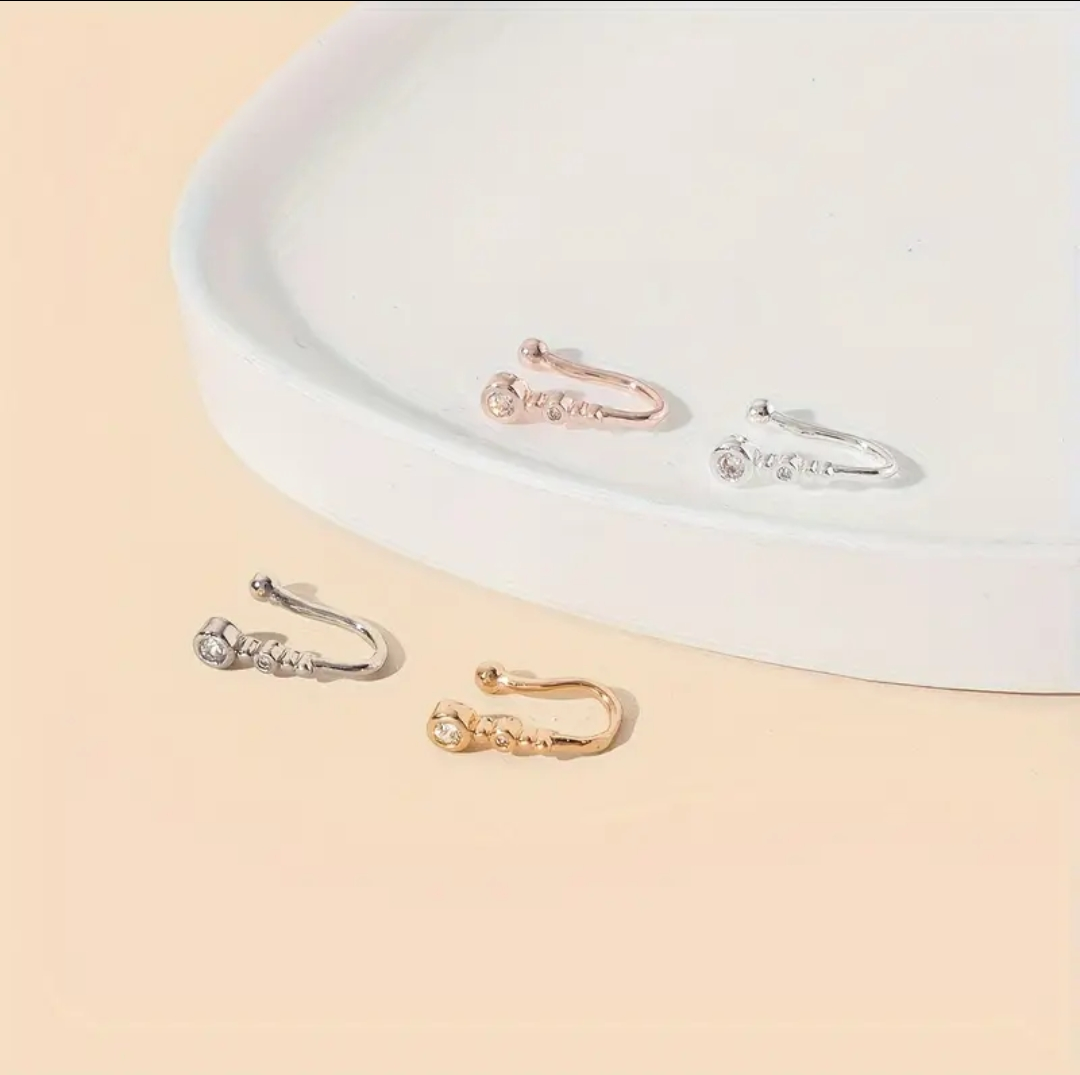 Zirconia Stone False Slip On Nose Rings