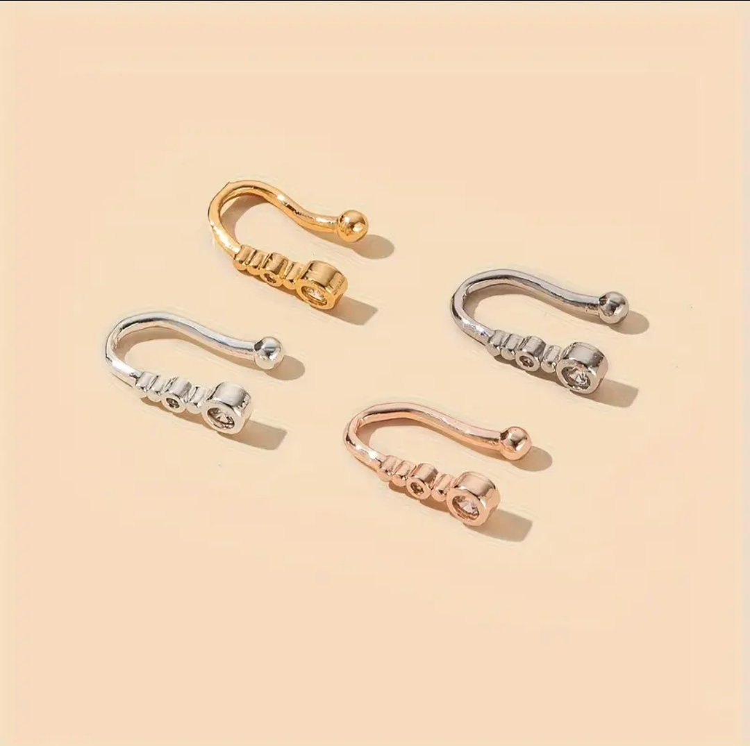 Zirconia Stone False Slip On Nose Rings
