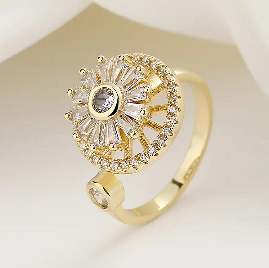 Zirconia Adjustable Rotating  Anxiety Ring