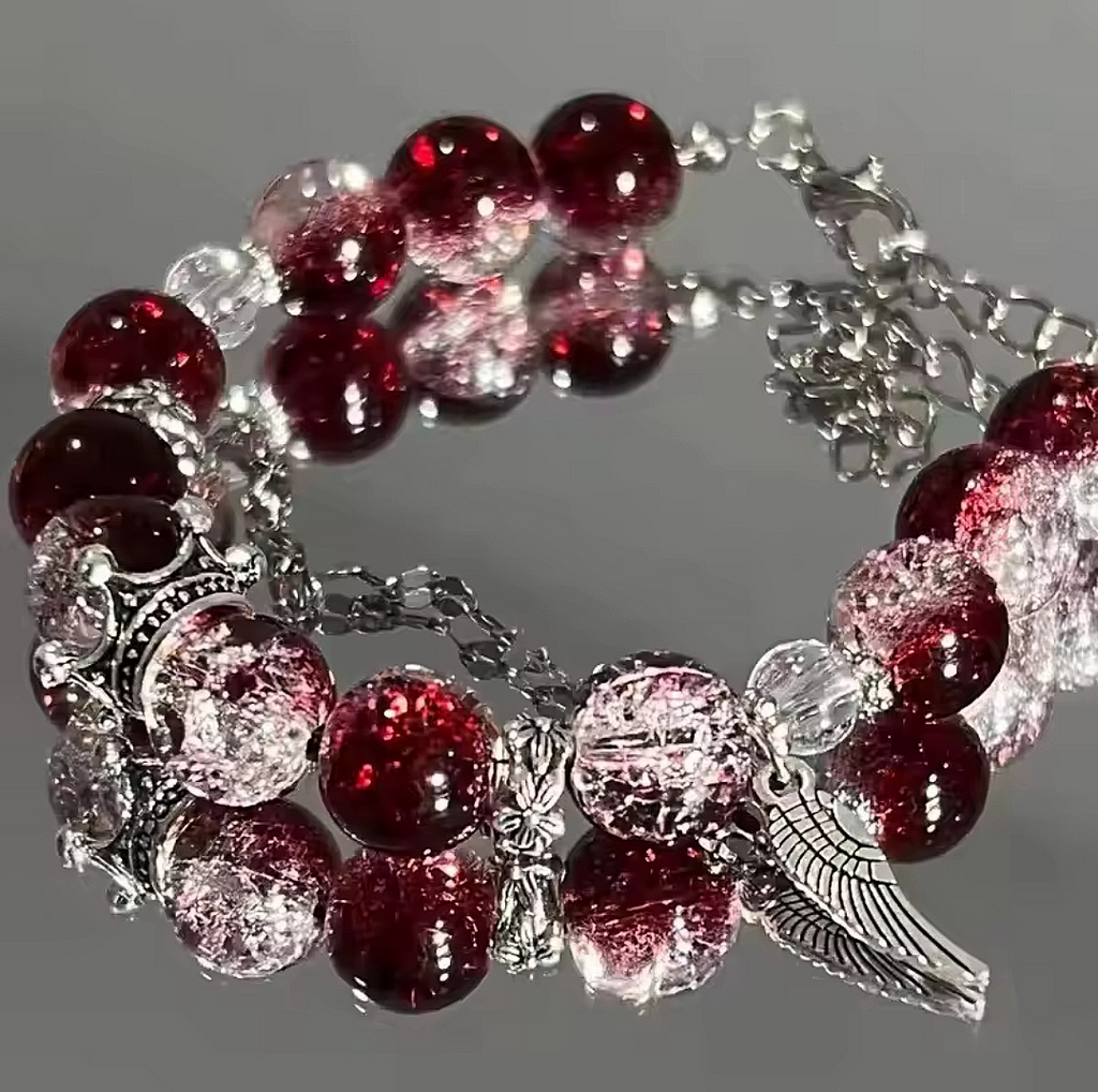 Scarlet Glass Beaded Chain Bracelet
