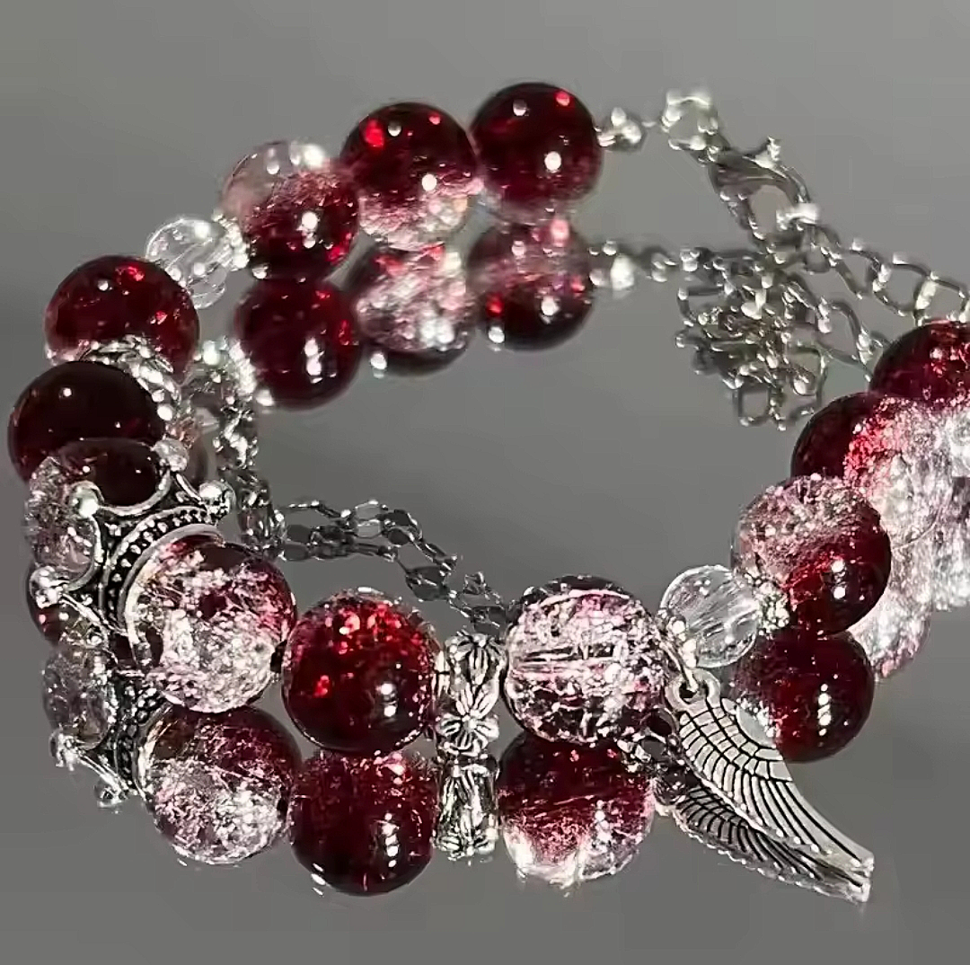 Scarlet Glass Beaded Chain Bracelet