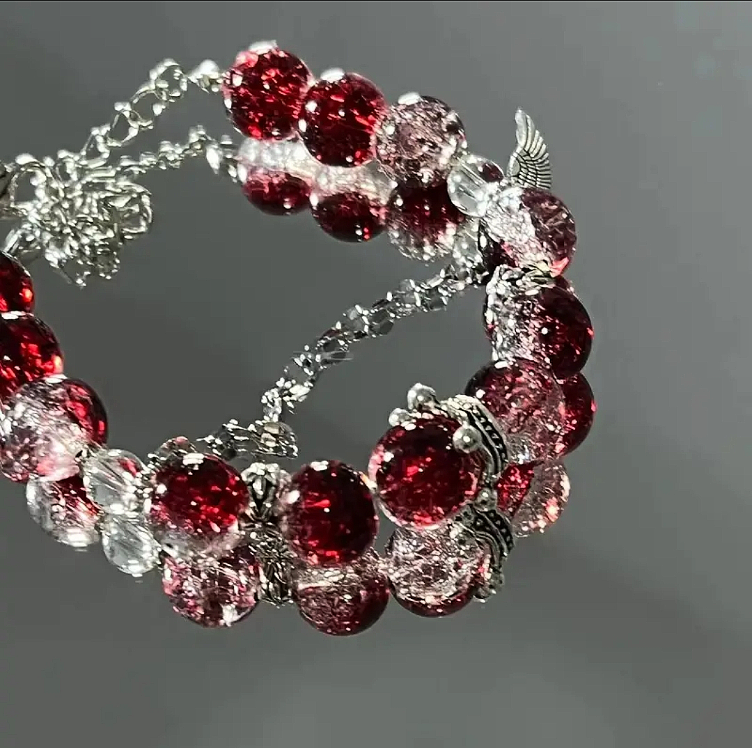 Scarlet Glass Beaded Chain Bracelet