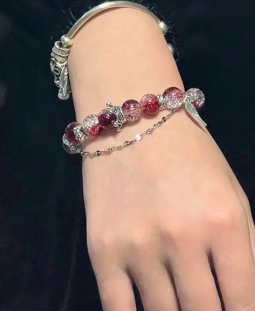 Scarlet Glass Beaded Chain Bracelet