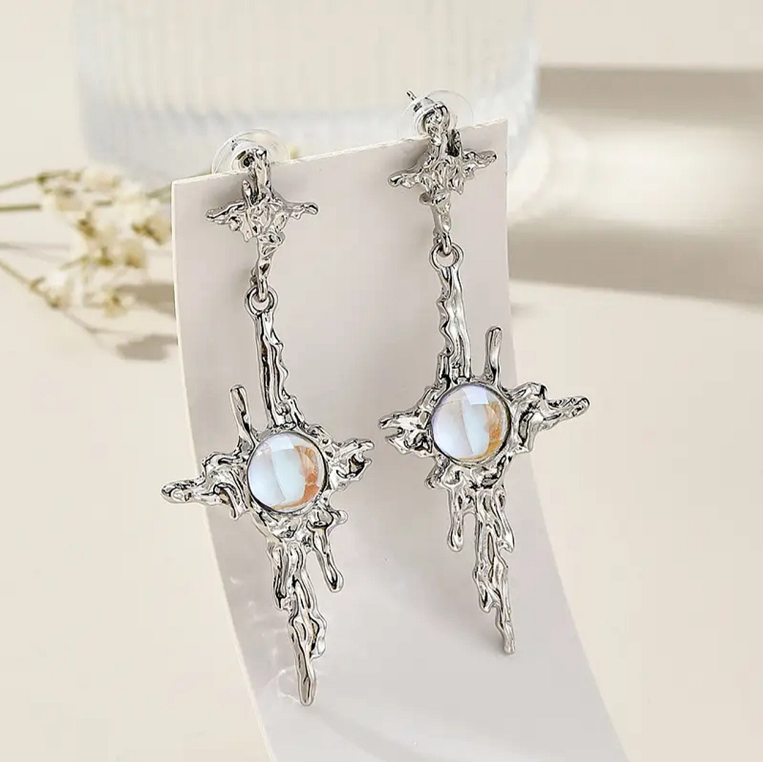 Liquid Star Moonstone Pearl Earrings