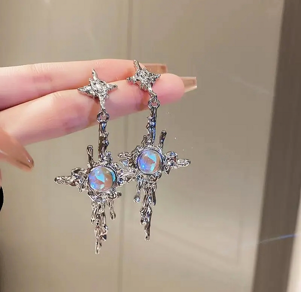 Liquid Star Moonstone Pearl Earrings