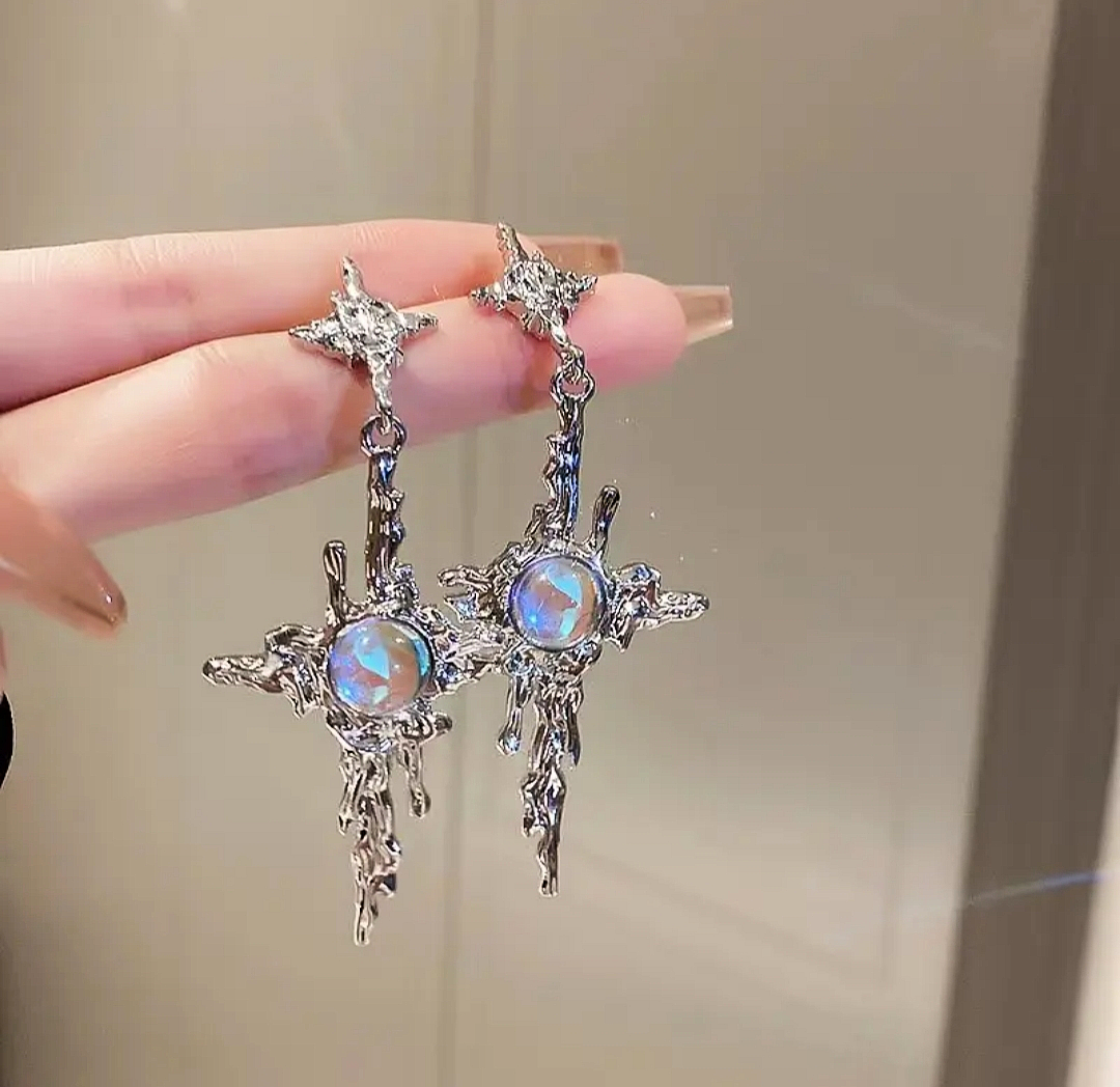 Liquid Star Moonstone Pearl Earrings