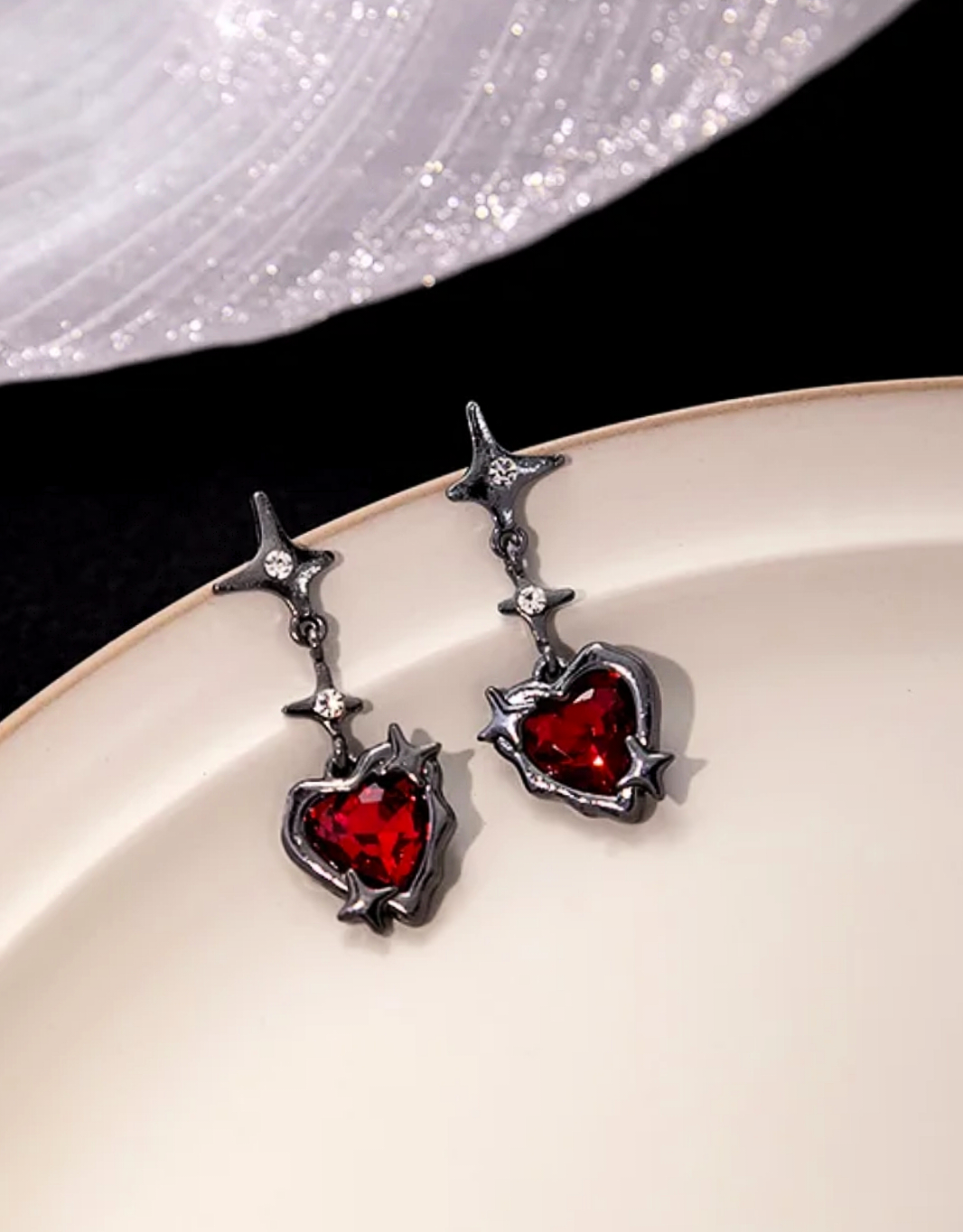 Black Velvet Ruby Stud Earrings