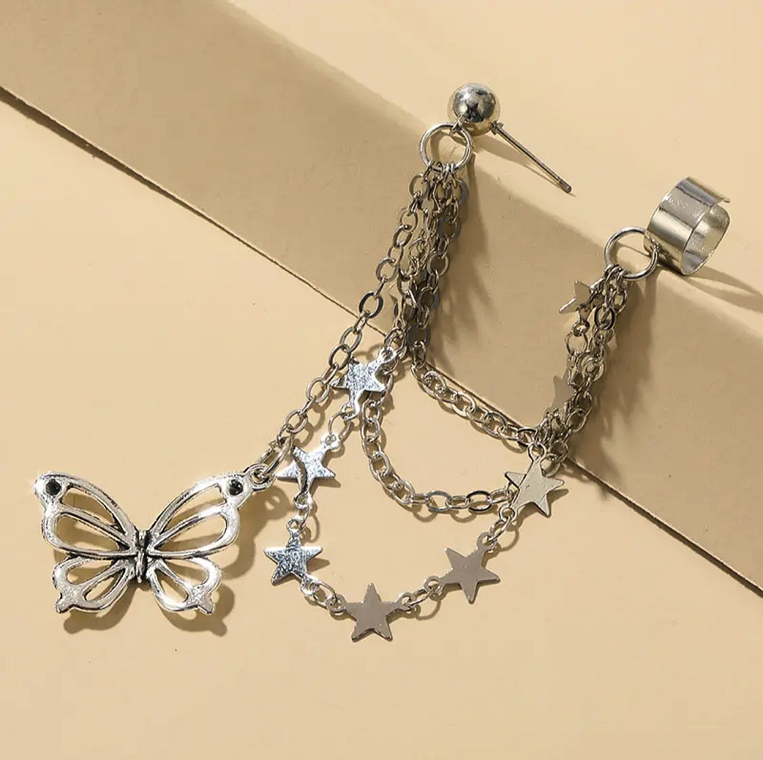 Dream Butterfly Starfall Cuff Earrings