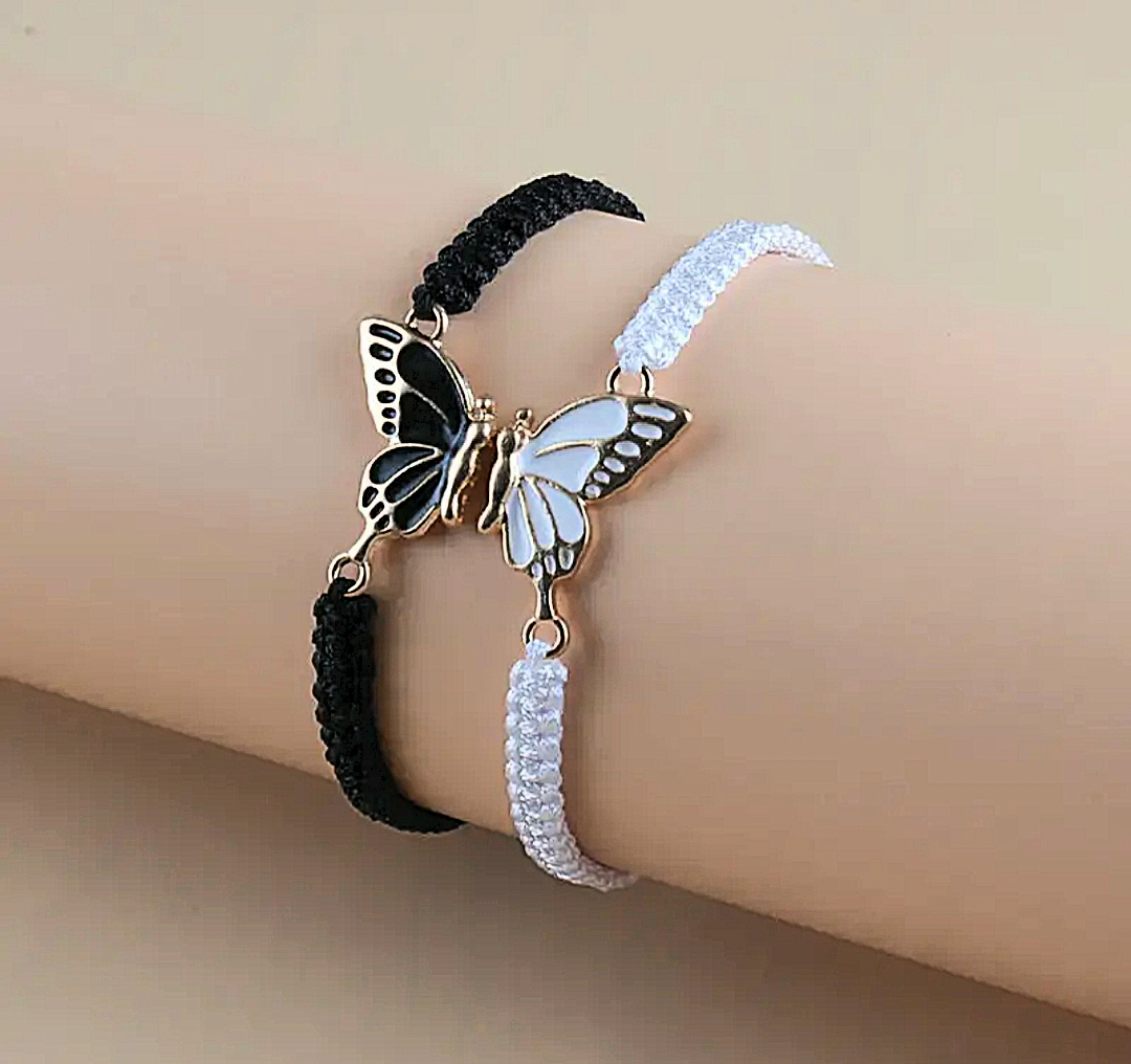 Butterfly Entwined Rope Woven Matching Bracelets