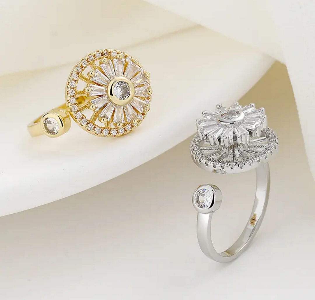 Zirconia Adjustable Rotating  Anxiety Ring
