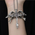 Retro Gothic six winged cross necklace