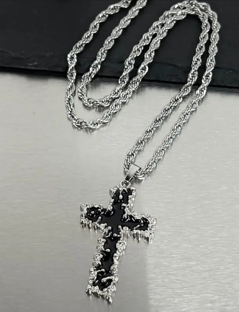 Black Diamond Thorned Cross Necklace