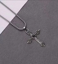 European style black diamond cross necklace