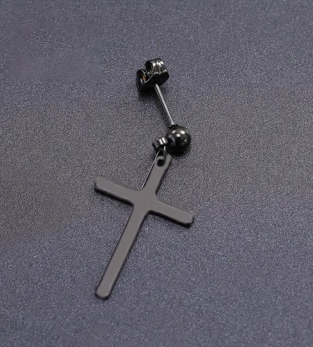 Steel cross earrings