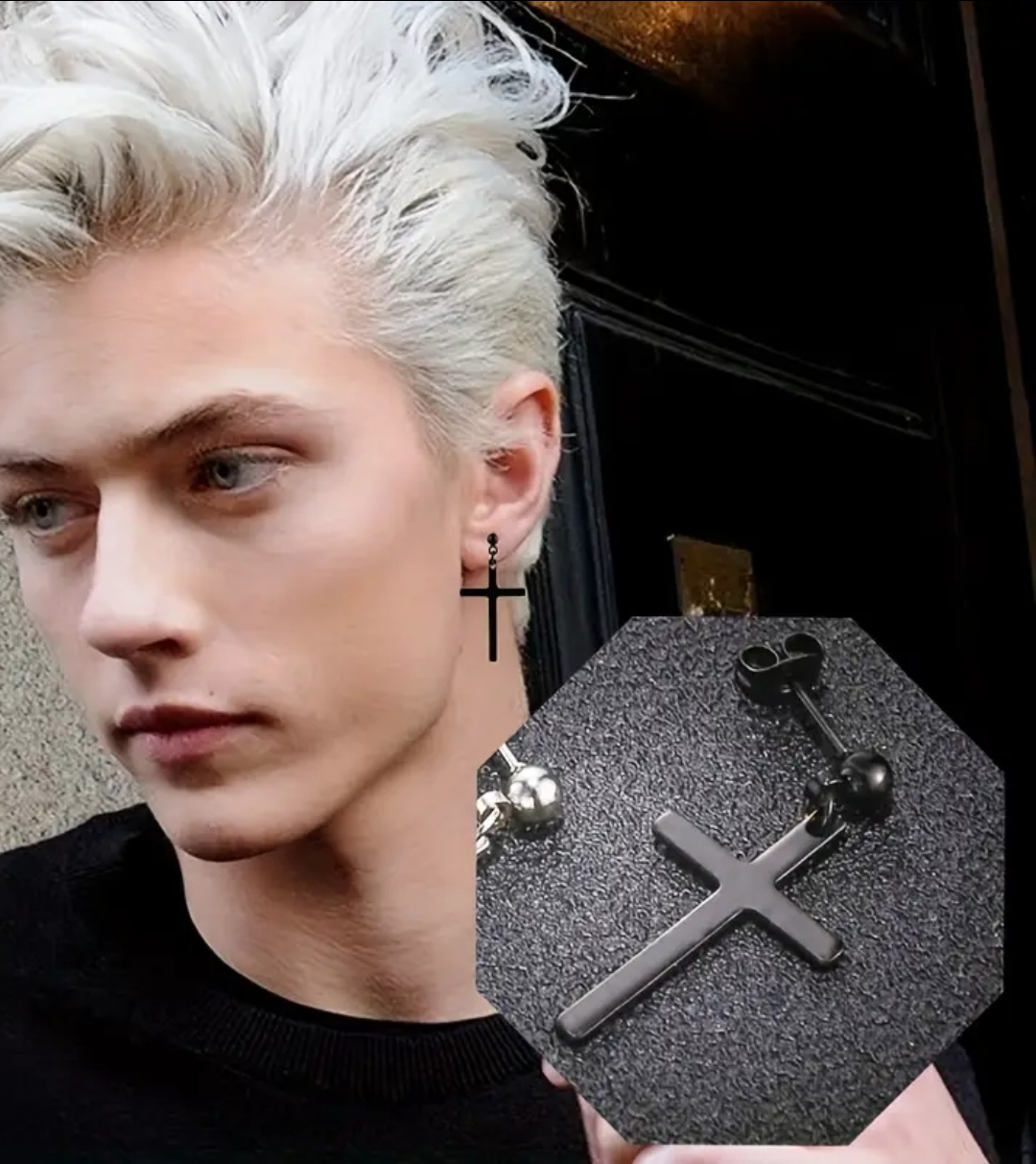 Steel cross earrings