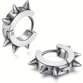 Spiked steel loop earrings