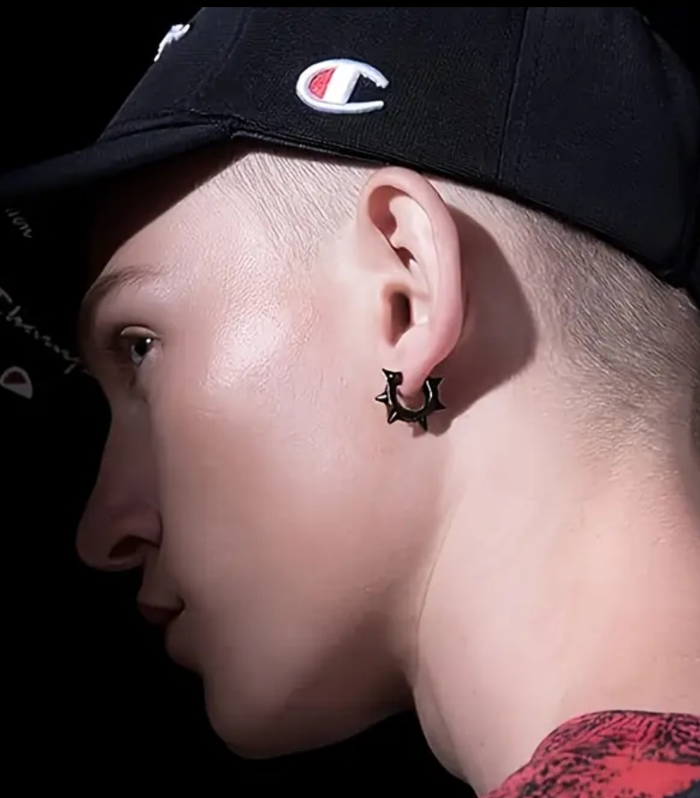 Spiked steel loop earrings