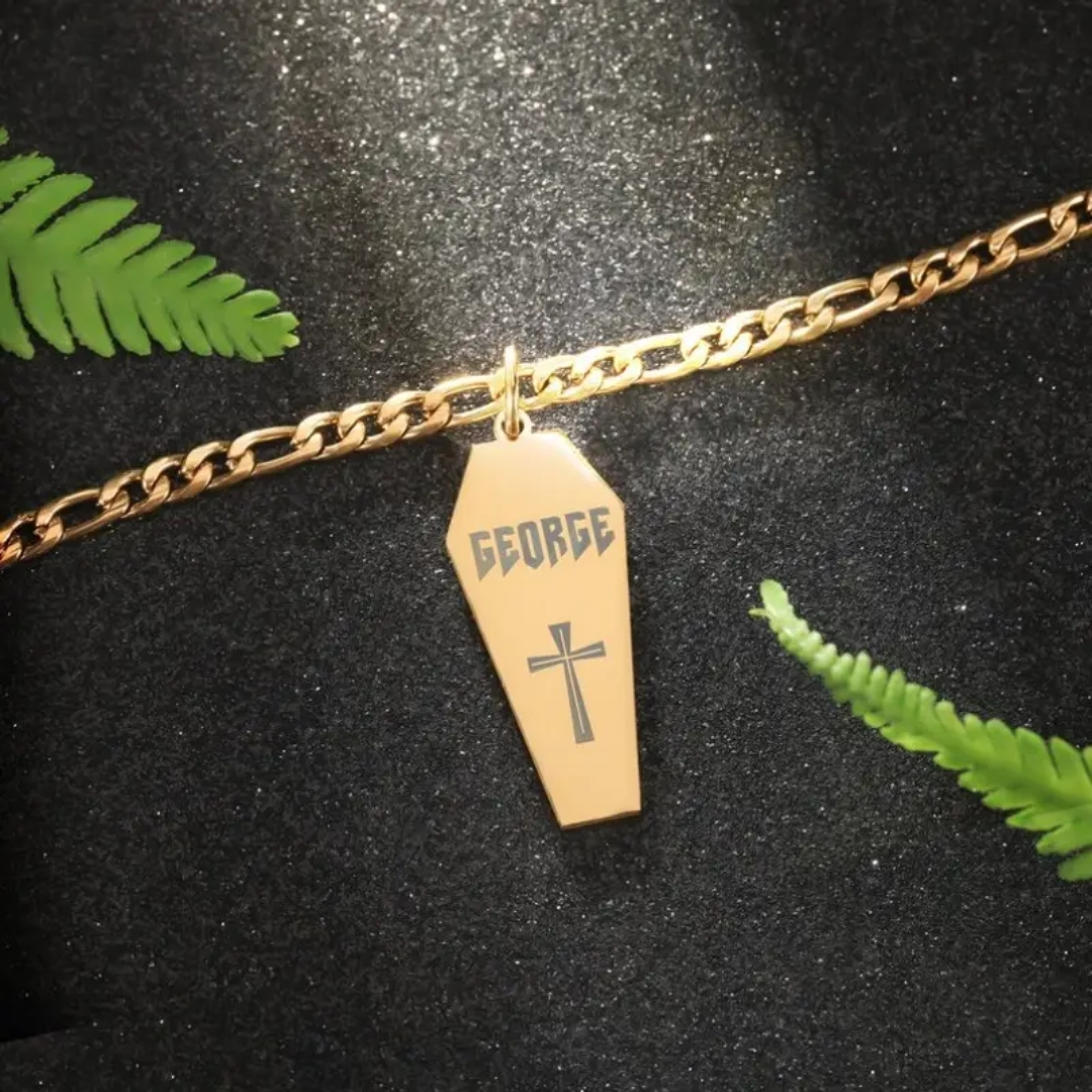 Coffin stainless steel necklace- Personalize