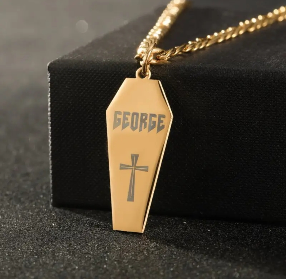 Coffin stainless steel necklace- Personalize