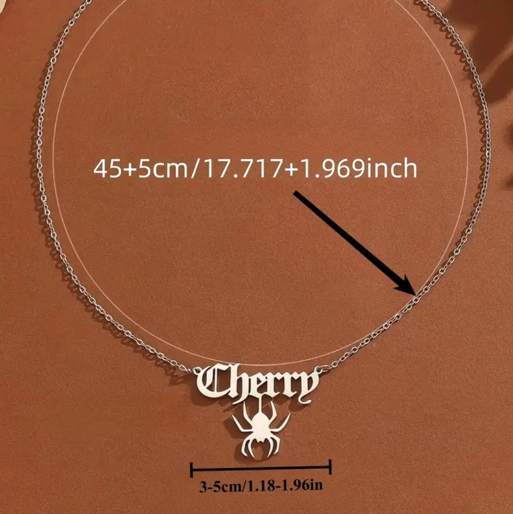 Dangled spider stainless steel necklace- Personalize