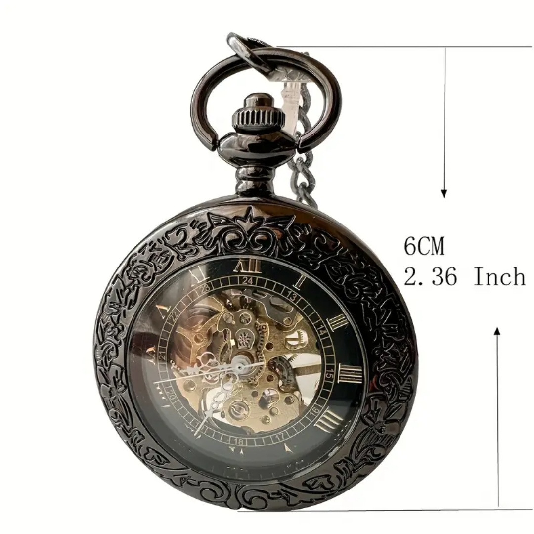 Mirror Black Mechanical Pocket Watch