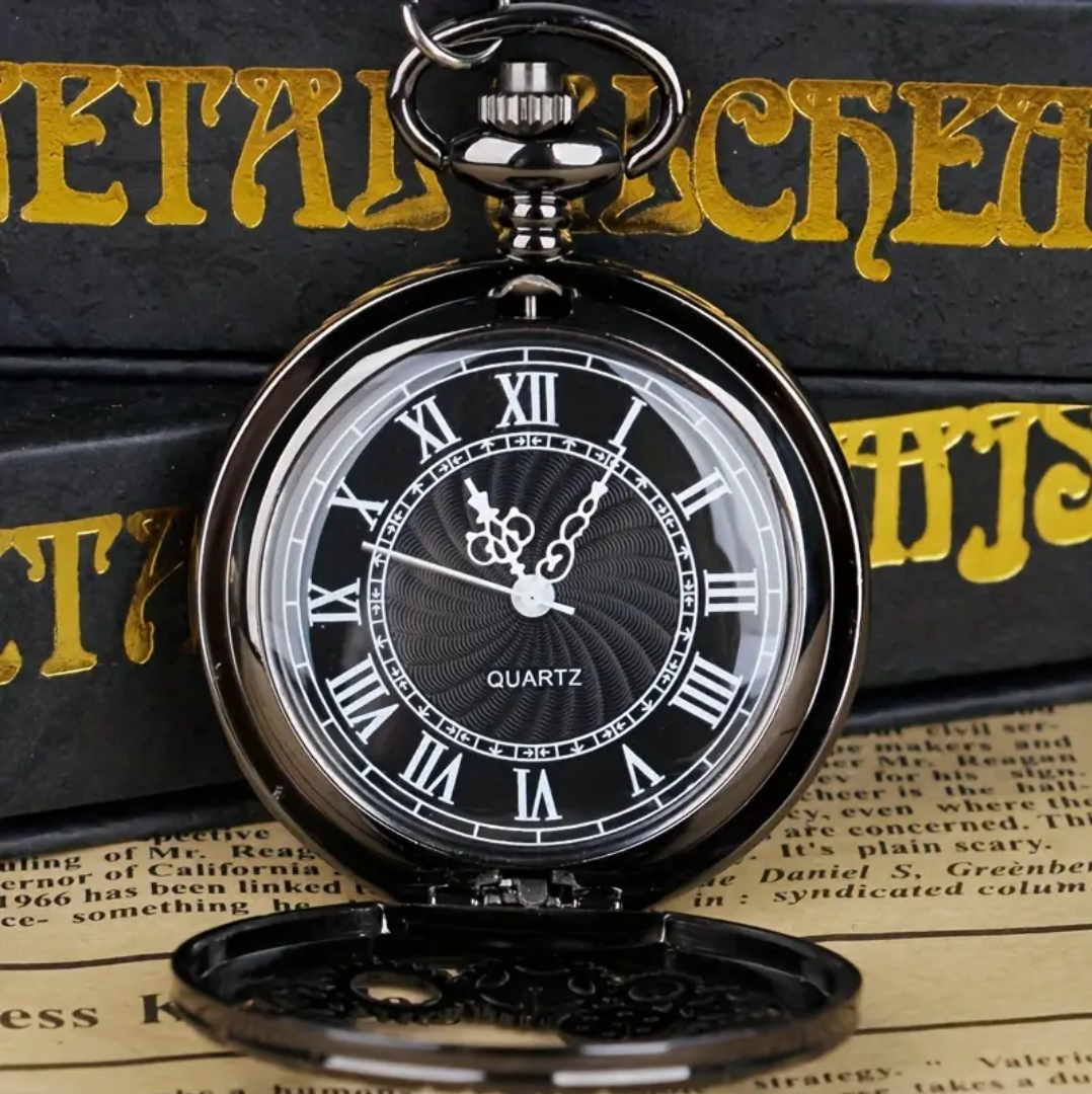 Obsidian Black Modern Pocket Watch