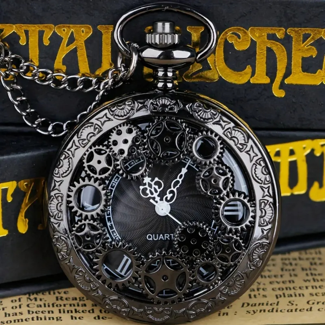 Obsidian Black Modern Pocket Watch