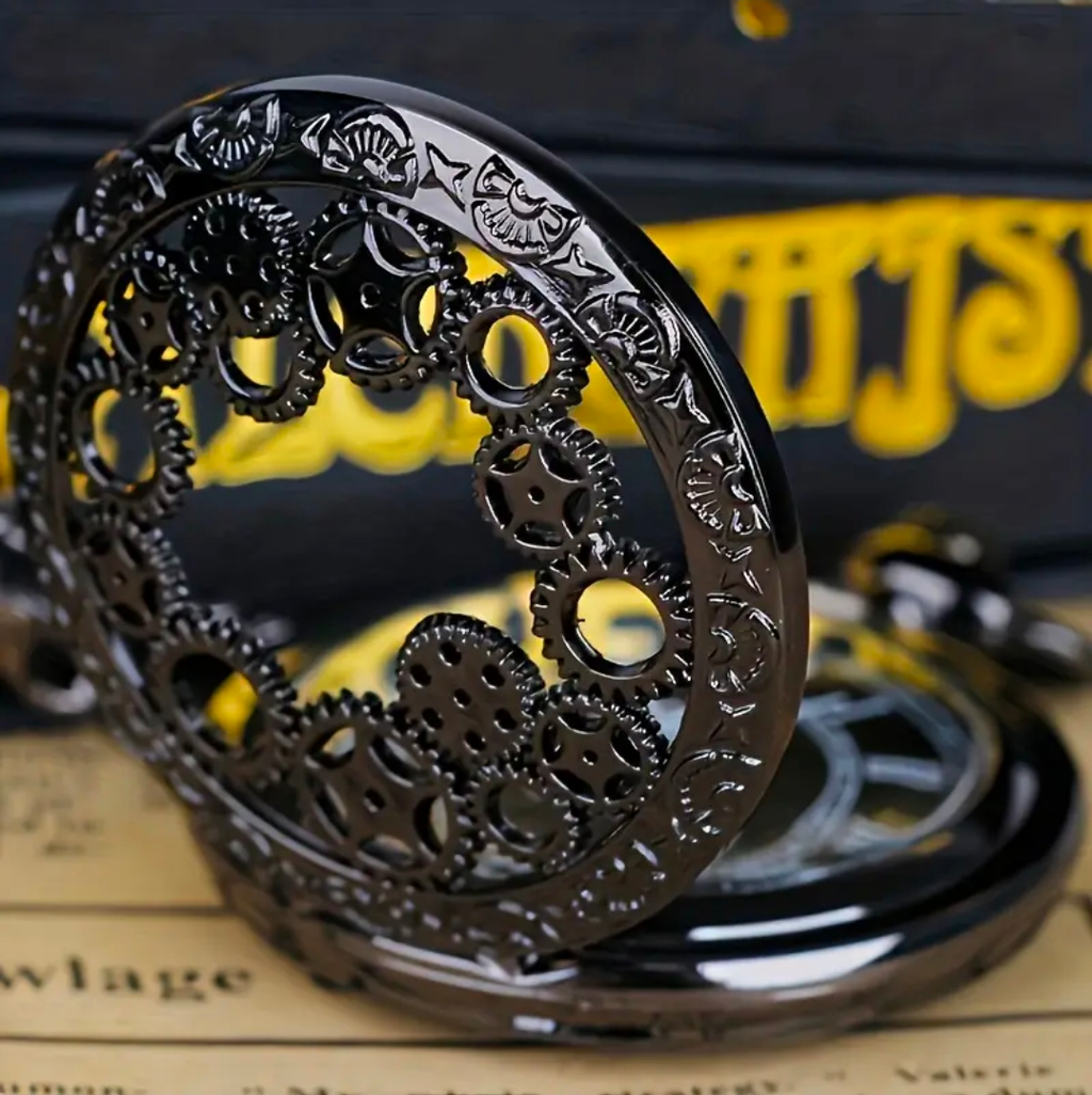 Obsidian Black Modern Pocket Watch