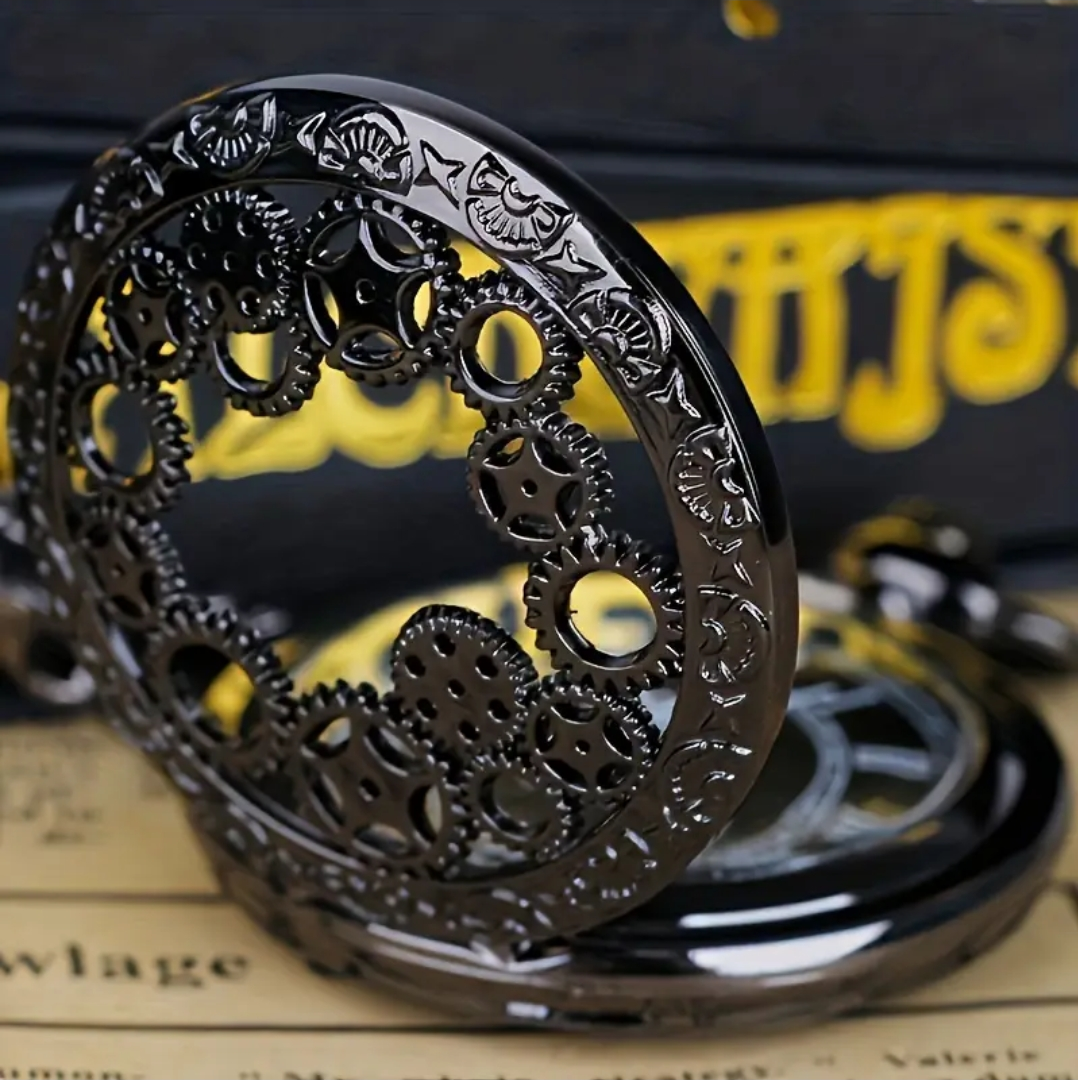 Obsidian Black Modern Pocket Watch