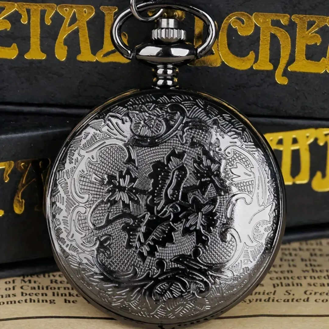 Obsidian Black Modern Pocket Watch
