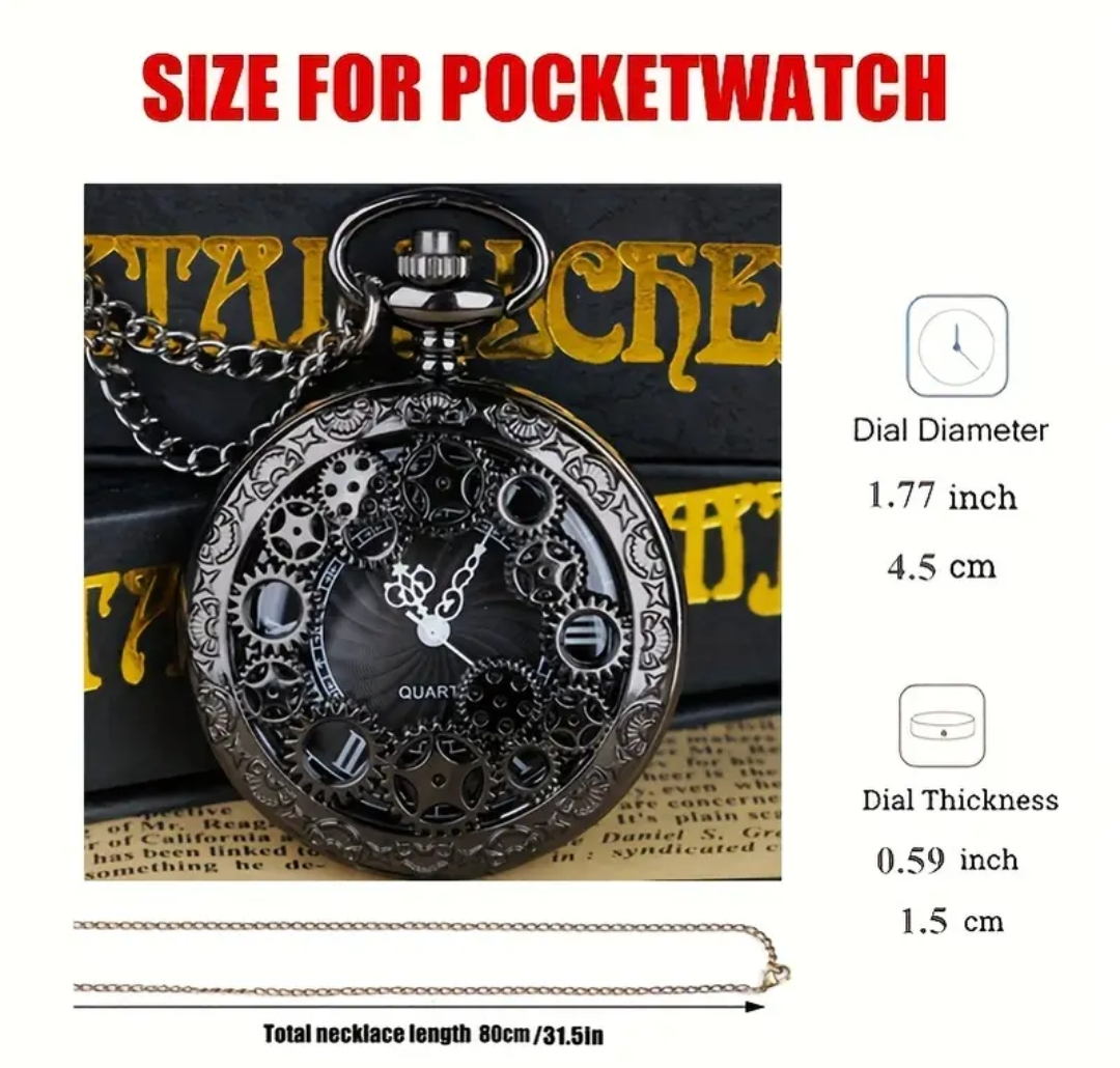 Obsidian Black Modern Pocket Watch