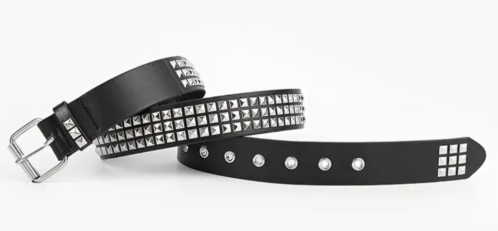 Square Rivet Studded Leather Belt
