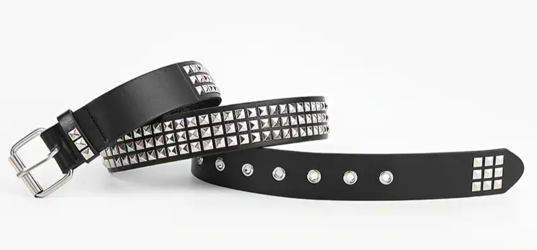 Square Rivet Studded Leather Belt