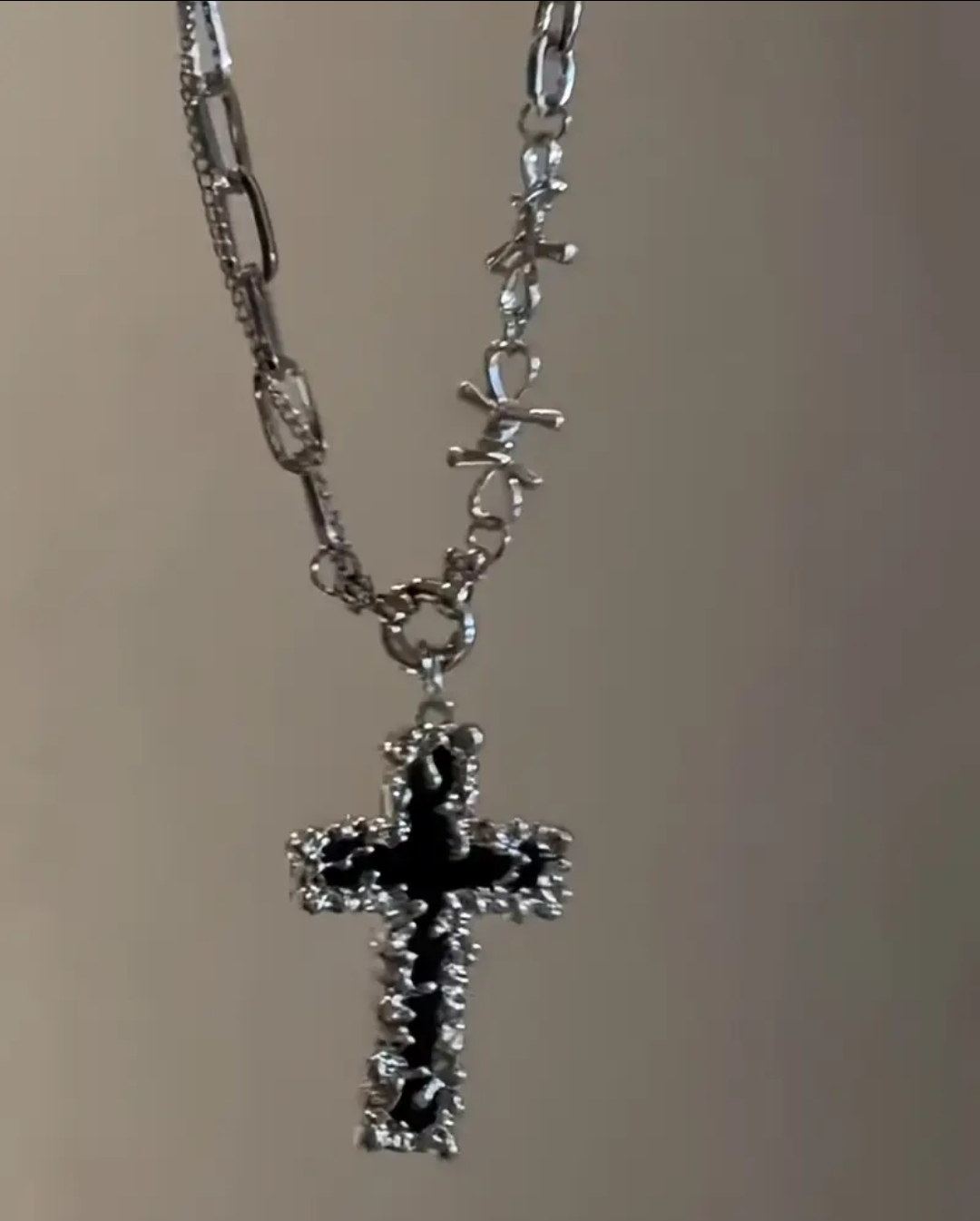 Black Diamond Thorned Cross Necklace