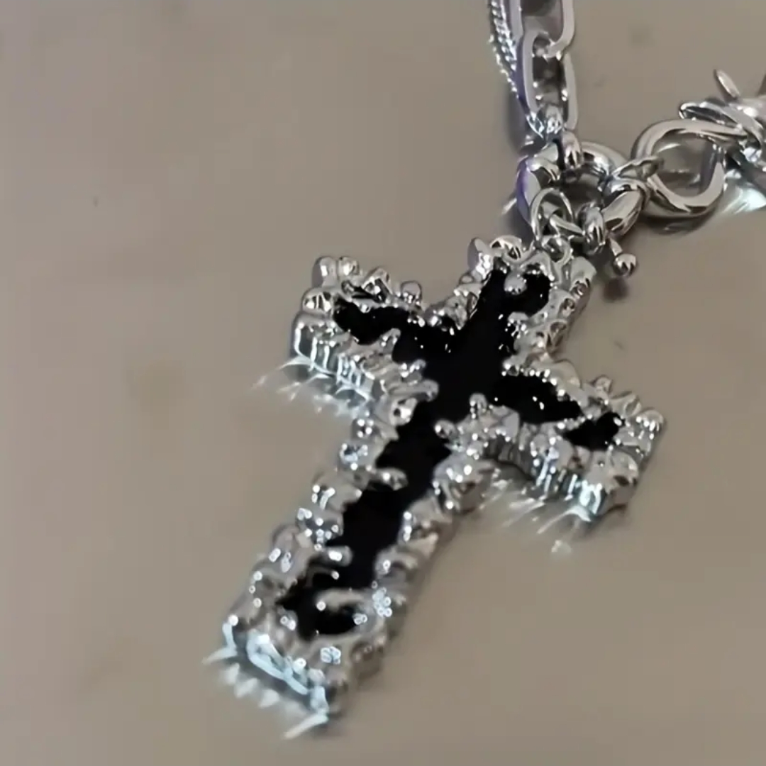Black Diamond Thorned Cross Necklace