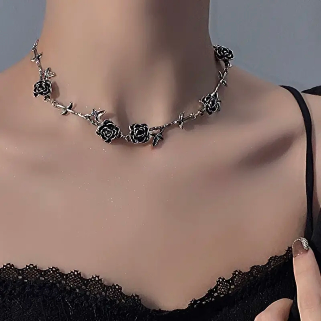 Rose Necklace and Bracelet Set