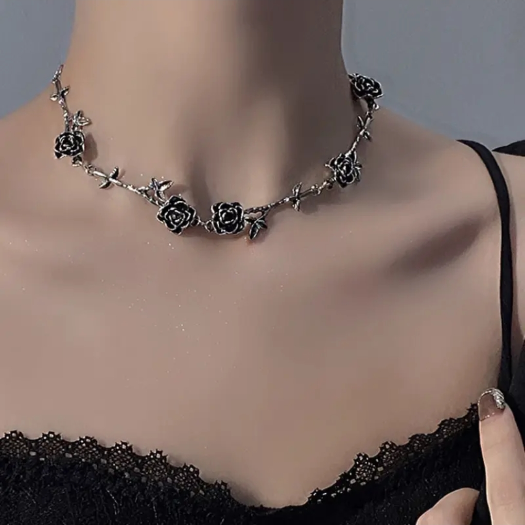 Rose Necklace and Bracelet Set