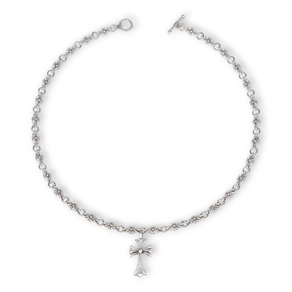 Retro Flower Cross Necklace